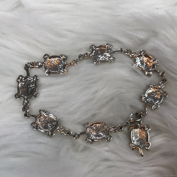 Silver Turtle Bracelet Multi Color Faux Stones - Picture 8 of 8
